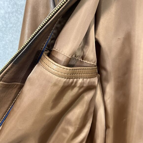 Roundtree Yorke Genuine Lambskin Men’s Lg Burnished Leather Jacket Brown Cognac - Picture 11 of 16